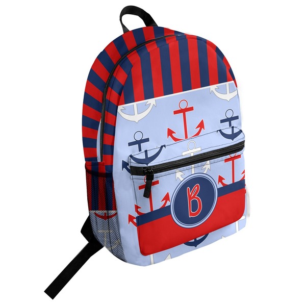 Custom Classic Anchor & Stripes Student Backpack (Personalized)