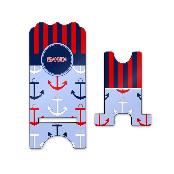 Classic Anchor & Stripes Stylized Phone Stand - Front & Back - Small