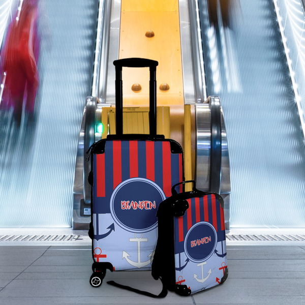 Classic Anchor & Stripes Suitcase Set 4 - IN CONTEXT