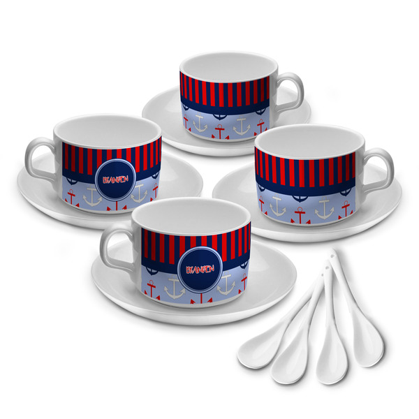 Classic Anchor & Stripes Tea Cup - Set of 4