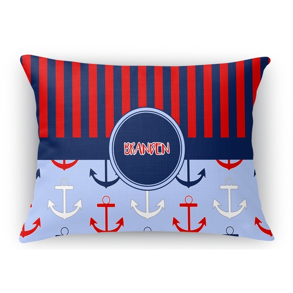 Custom Classic Anchor & Stripes Rectangular Throw Pillow Case (Personalized)