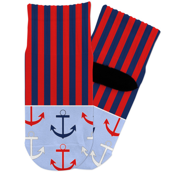 Custom Classic Anchor & Stripes Toddler Ankle Socks