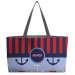 Classic Anchor & Stripes Beach Totes Bag - w/ Black Handles (Personalized)