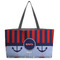 Classic Anchor & Stripes Tote w/Black Handles - Front View
