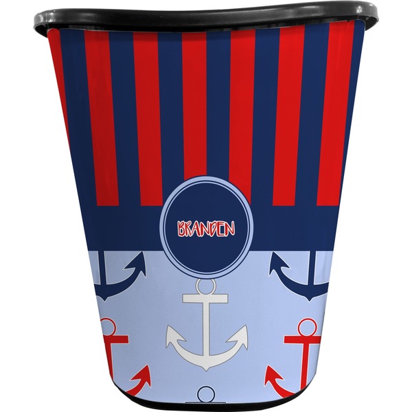 Classic Anchor & Stripes Trash Can Black