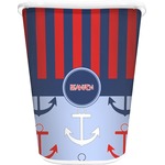 Classic Anchor & Stripes Waste Basket - Single Sided (White) (Personalized)