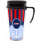 Classic Anchor & Stripes Travel Mug with Black Handle - Front