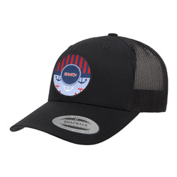 Classic Anchor & Stripes Trucker Hat - Black (Personalized)