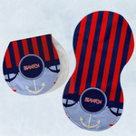Classic Anchor & Stripes Burp Pads - Velour - Set of 2 w/ Name or Text