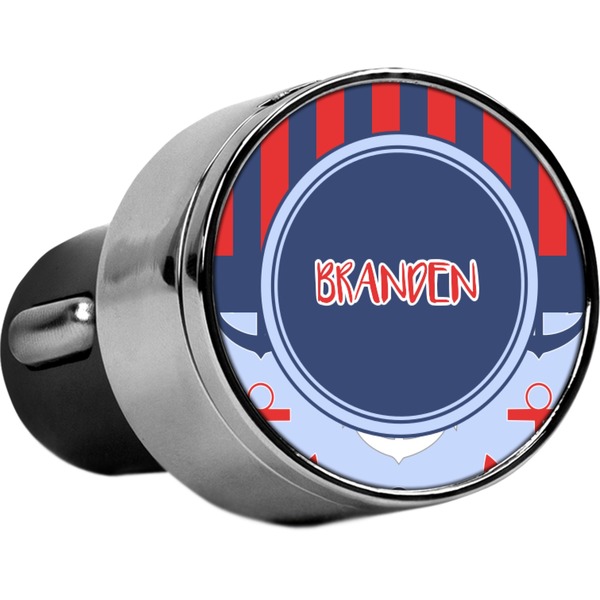 Custom Classic Anchor & Stripes USB Car Charger (Personalized)