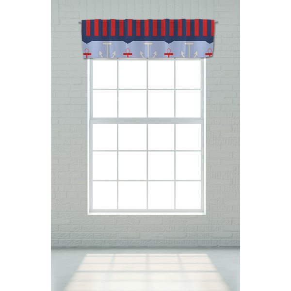 Classic Anchor & Stripes Valance - On window