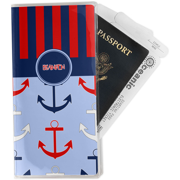 Custom Classic Anchor & Stripes Travel Document Holder