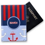 Classic Anchor & Stripes Vinyl Passport Holder (Personalized)