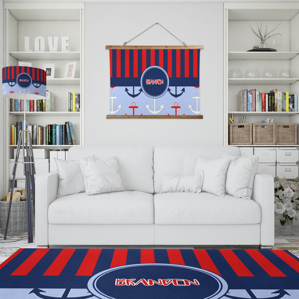 Classic Anchor & Stripes Wall Hanging Tapestry - IN CONTEXT