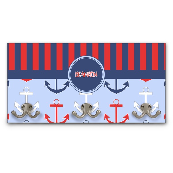 Custom Classic Anchor & Stripes Wall Mounted Coat Rack (Personalized)