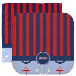 Classic Anchor & Stripes Facecloth / Wash Cloth (Personalized)