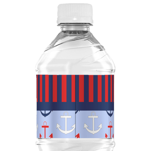 Classic Anchor & Stripes Water Bottle Label - Back View