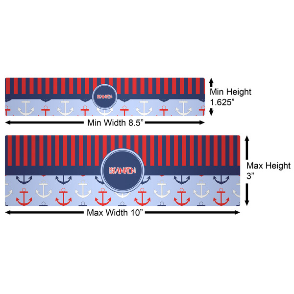 Classic Anchor & Stripes Water Bottle Labels w/ Dimensions