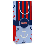 Classic Anchor & Stripes Wine Gift Bags - Gloss (Personalized)