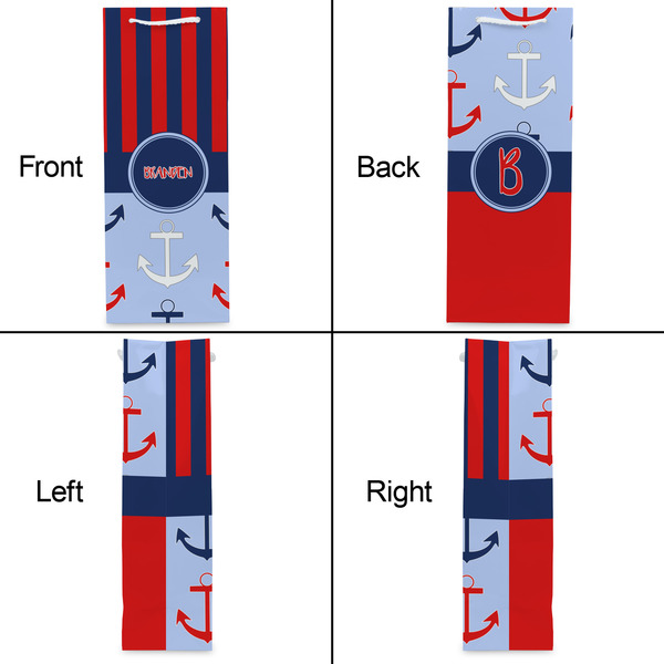 Classic Anchor & Stripes Wine Gift Bag - Matte - Approval