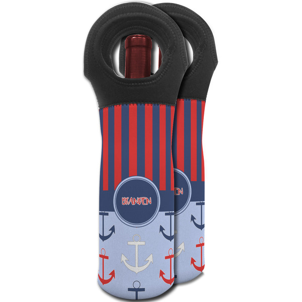 Classic Anchor & Stripes Wine Tote Bag - MAIN