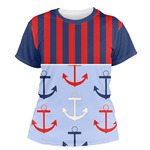 Classic Anchor & Stripes Women's Crew T-Shirt - Large