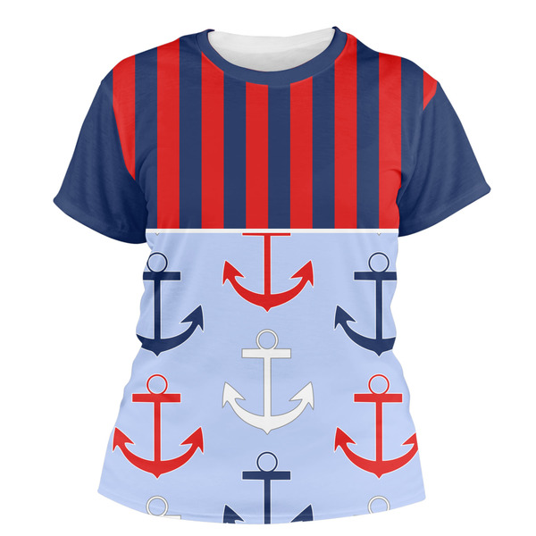 Custom Classic Anchor & Stripes Women's Crew T-Shirt