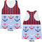 Classic Anchor & Stripes Womens Racerback Tank Tops - Medium - Front and Back