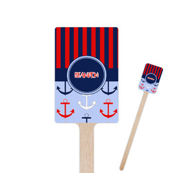 Classic Anchor & Stripes 6.25" Rectangle Wooden Stir Sticks - Single Sided (Personalized)