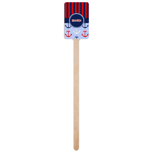 Classic Anchor & Stripes Wooden 6.25" Stir Stick - Rectangular - Single Stick