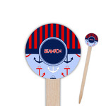 Classic Anchor & Stripes 6" Round Wooden Food Picks - Double Sided (Personalized)