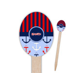 Classic Anchor & Stripes Oval Wooden Food Picks (Personalized)
