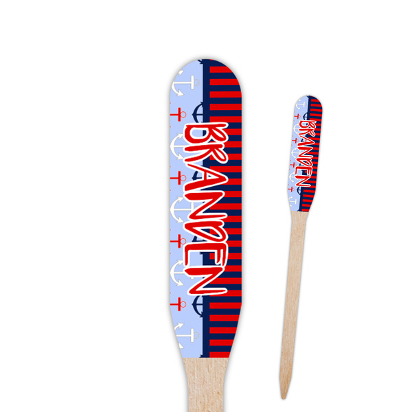 Custom Classic Anchor & Stripes Paddle Wooden Food Picks - Double Sided (Personalized)