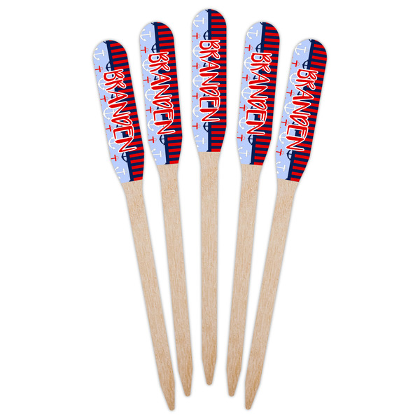Classic Anchor & Stripes Wooden Food Pick - Paddle - Fan View
