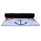 Classic Anchor & Stripes Yoga Mat Rolled up Black Rubber Backing