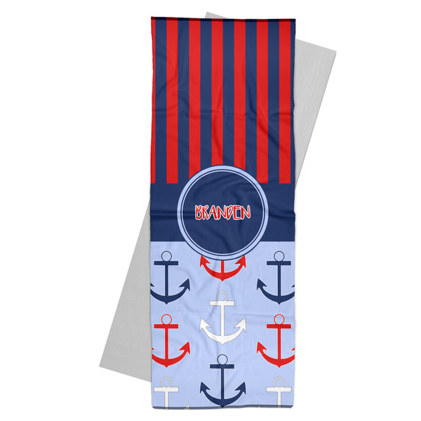 Custom Classic Anchor & Stripes Yoga Mat Towel (Personalized)