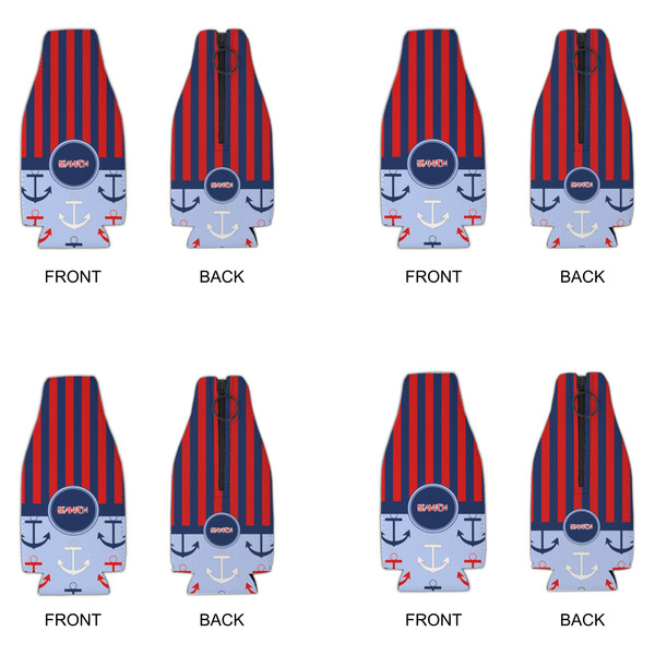 Classic Anchor & Stripes Zipper Bottle Cooler - Set of 4 - APPROVAL