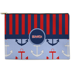 Classic Anchor & Stripes Zipper Pouch (Personalized)