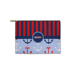 Classic Anchor & Stripes Zipper Pouch - Small - 8.5"x6" (Personalized)