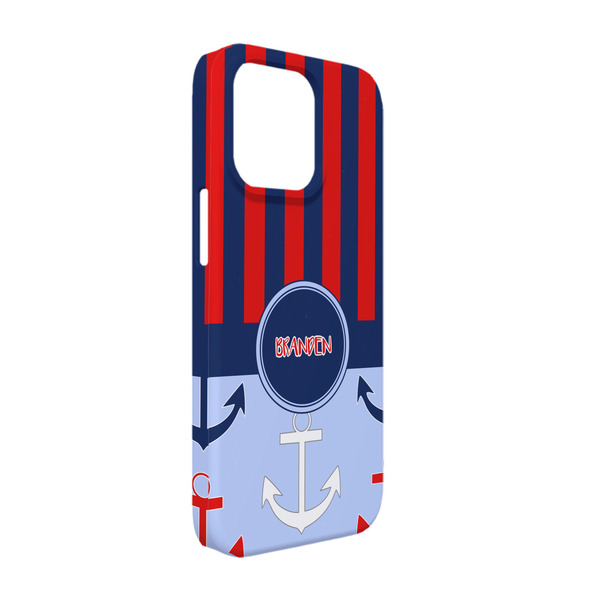 Custom Classic Anchor & Stripes iPhone Case - Plastic - iPhone 13 (Personalized)
