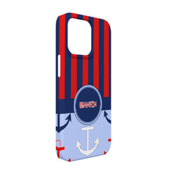Classic Anchor & Stripes iPhone Case - Plastic - iPhone 13 Pro (Personalized)