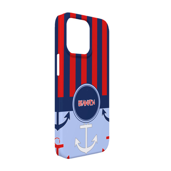 Custom Classic Anchor & Stripes iPhone Case - Plastic - iPhone 13 Pro (Personalized)