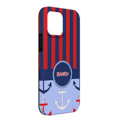 Classic Anchor & Stripes iPhone Case - Rubber Lined - iPhone 13 Pro Max (Personalized)