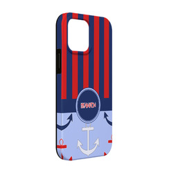 Classic Anchor & Stripes iPhone Case - Rubber Lined - iPhone 13 Pro (Personalized)