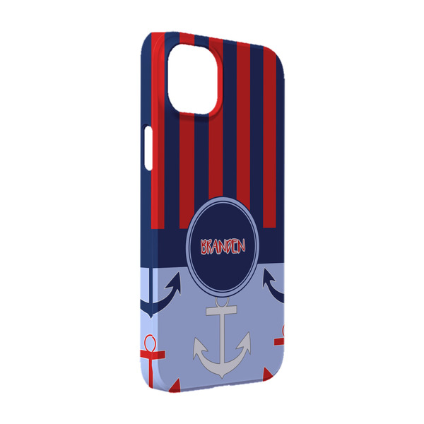Custom Classic Anchor & Stripes iPhone Case - Plastic - iPhone 14 (Personalized)