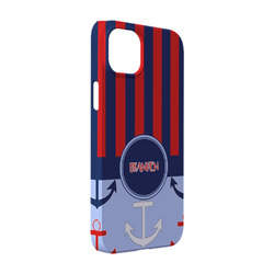 Classic Anchor & Stripes iPhone Case - Plastic - iPhone 14 Pro (Personalized)