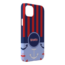 Classic Anchor & Stripes iPhone Case - Plastic - iPhone 14 Pro Max (Personalized)