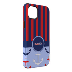 Classic Anchor & Stripes iPhone Case - Rubber Lined - iPhone 14 Pro Max (Personalized)