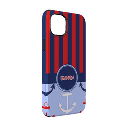 Classic Anchor & Stripes iPhone Case - Rubber Lined - iPhone 14 Pro (Personalized)