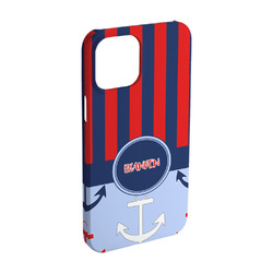 Classic Anchor & Stripes iPhone Case - Plastic - iPhone 15 (Personalized)